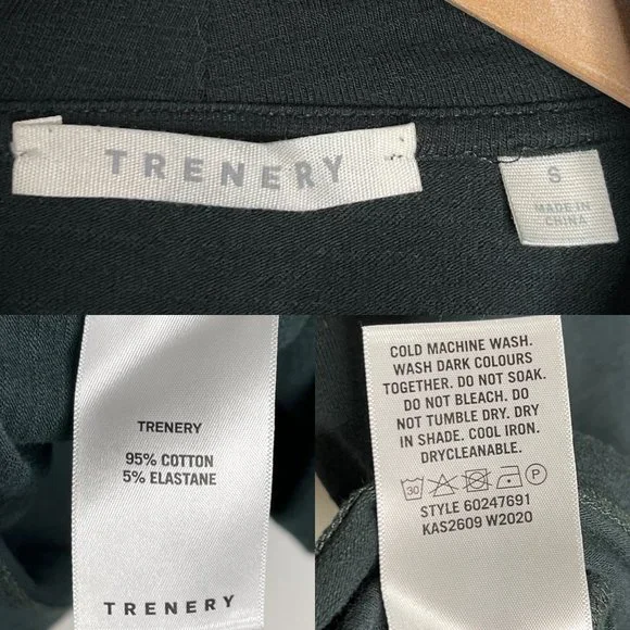 SOLD Trenery Dark Forest Green Mock Neck 1/2 Sleeve T-Shirt Top Size S Cotton - Picture 9 of 10